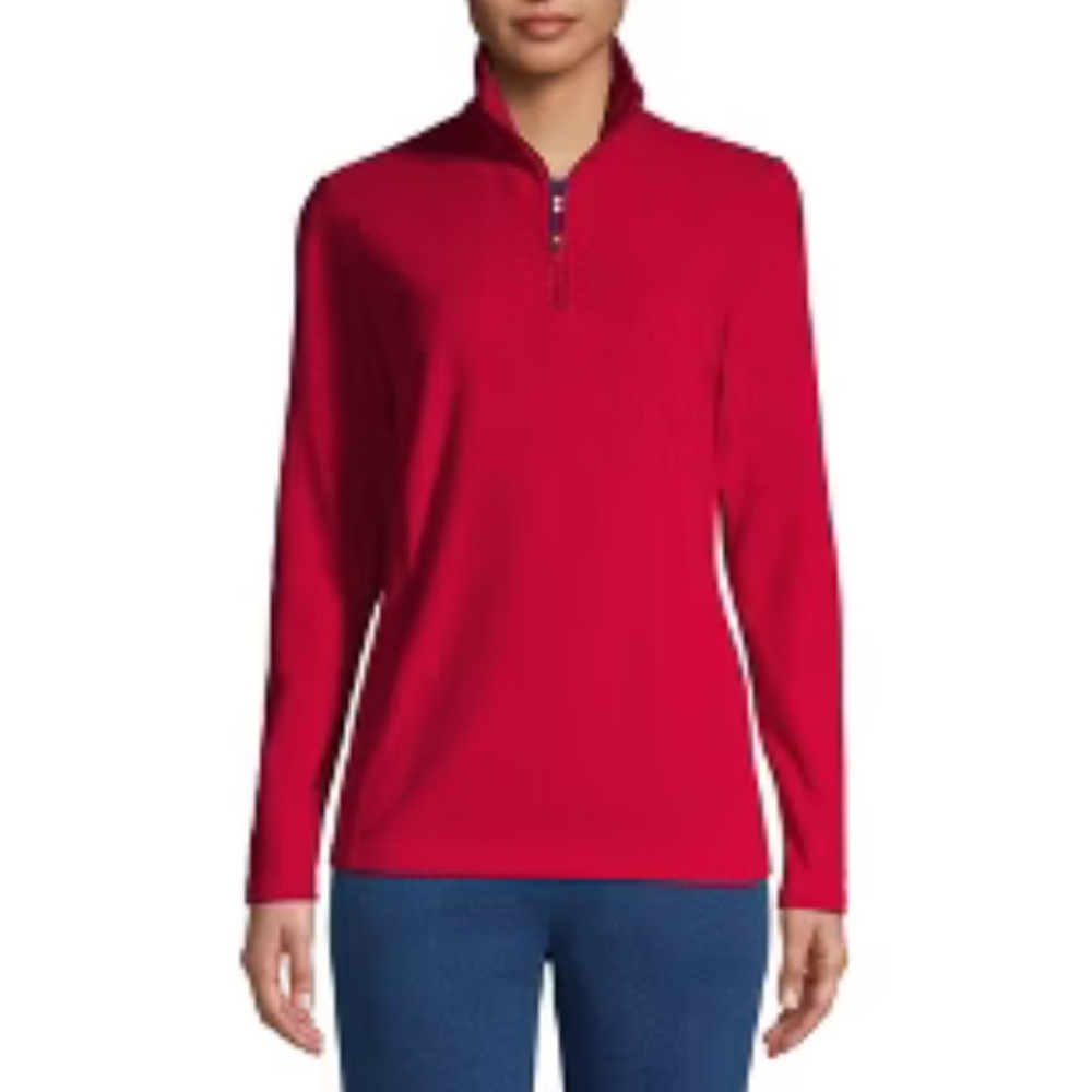 Lands' End Women's Red Quarter-Zip Fleece Pullover